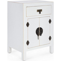 Bizzotto Pechino Κομοδίνο Ξύλινο Λευκό 45x34x66