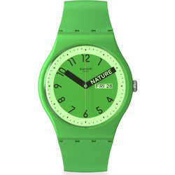 Swatch Γυναικείο Ρολόι με Πράσινο Καουτσούκ Λουράκι SO29G704