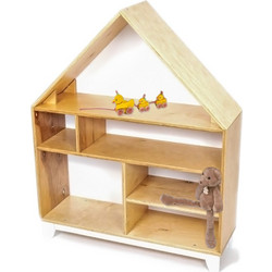 Ingvart Montessori Βιβλιοθήκη-Ραφιέρα σε Σχήμα Σπιτιού Woodle Φυσικό Ξύλο-Λευκό