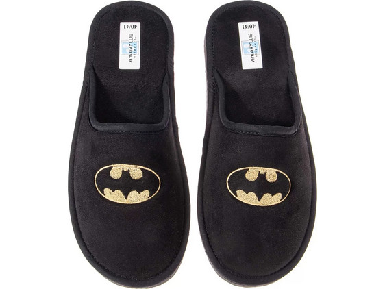 Ανδρική/Εφηβική παντόφλα βελούδο μαύρο Batman Ελληνική