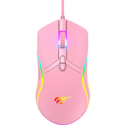 Havit MS1026 Ενσύρματο Gaming Ποντίκι RGB 6400 DPI Pink