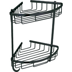 Διπλή Γωνιακή Σπογγοθήκη Αλουμινίου 380x225x70 mm Μαύρη Rainbow 05152.002