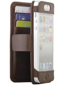 BUGATTI ΘΗΚΗ IPHONE SE/5S/5/5C LEATHER OPEN BOOKCASE BROWN