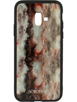 Θήκη Marble Glass Vennus SAMSUNG Galaxy J6 Plus 2018 Κόκκινο-Λευκό-Μαύρο
