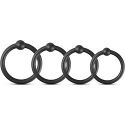 4 Pcs Silicone Cock Rings Kit BLACK