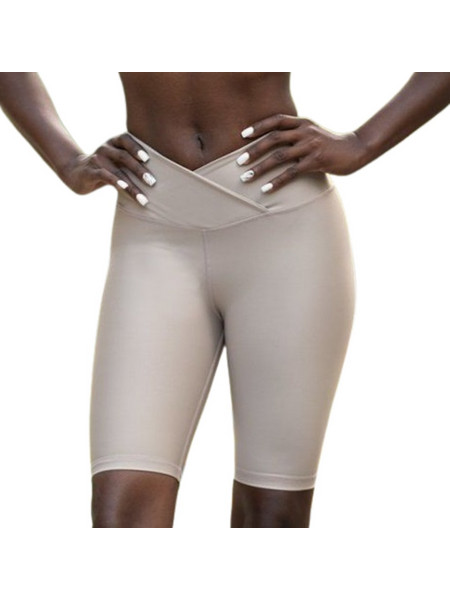 Lismina Ve Waist Biker Leggings Γυναικείο Κολάν Μπεζ 6034