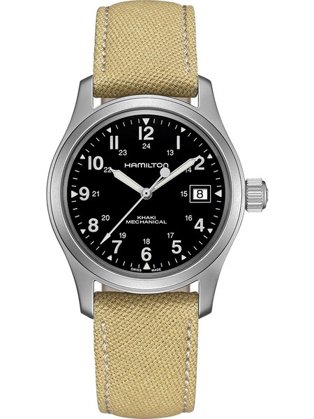 Hamilton Khaki Field Ανδρικό Ρολόι Αυτόματο με Μπεζ Υφασμάτινο Λουράκι H69439933