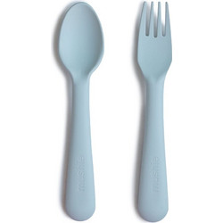 Mushie Σετ Βρεφικό Πιρούνι & Κουτάλι 6m+ Powder Blue 2τμχ
