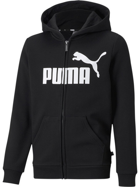 Puma Big Logo Παιδική Ζακέτα Φούτερ με Κουκούλα και Φερμουάρ Μαύρη 586967-01