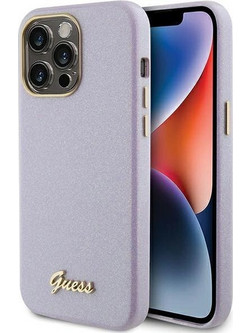 Guess Glitter Glossy Script Back Cover Lilac (iPhone 15 Pro)