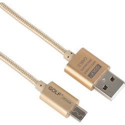 GOLF Καλώδιο USB σε Micro, Braided, 0.25m, Gold, Blister