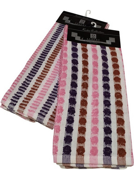 Ποτηρόπανα Σετ Kitchen Luxury Pink Cotton Komvos (45x65) 2Τεμ