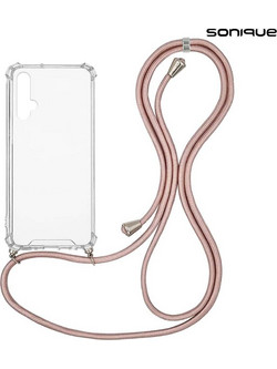 Sonique Armor Clear Θήκη Σιλικόνης με Κορδόνι (Honor 20 / Nova 5T) Ροζ Χρυσό Σατινέ