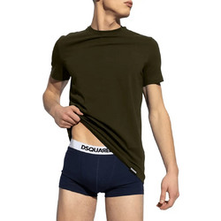 DSQUARED2 T-SHIRT ΛΑΔΙ ΚΟΝΤΟΜΑΝΙΚΟ ΣΕΤ 2 ΤΕΜΑΧΙΩΝ ΜΕ ΤΟ LOGO ΤΟΥ ΟΙΚΟΥ ΣΤΟ ΜΑΝΙΚΙ ΚΑΙ ΣΤΟ ΤΕΛΕΙΩΜΑ ΚΑΝΟΝΙΚΗ ΓΡΑΜΜΗ