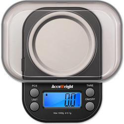 AccuWeight Μίνι Ζυγαριά Ακριβείας Mini Digital Pocket Gram Scale with 1000g/0.1g High Precision, 6 Measuring Units, Backlit Display, Tare Function (IC