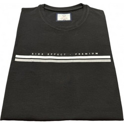 T-shirt μαύρο βαμβακερό με ανάγλυφη στάμπα γκρι - SIDE EFFECT
