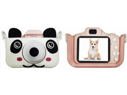 ASAKY KIDS PHOTO CAMERA DIGITAL BUBBLE MICRO SD 2IPS HD SCREEN PINK + COVER PANDA