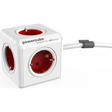 Allocacoc 1300RD/DEEXPC PowerCube Extended, power distribution unit, 5 sockets, 1.5m, white/red