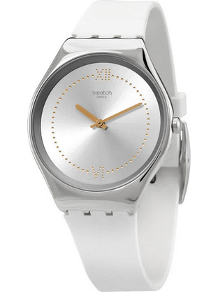 Swatch Skindoree Γυναικείο Ρολόι με Λευκό Καουτσούκ Λουράκι SYXS108