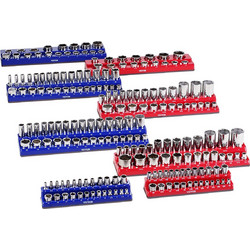 VEVOR Magnetic Socket Organizer Set 8PCS Socket Trays Blue & Red for Metric SAE