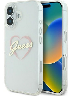 Guess IML Heart Back Cover Clear (iPhone 16 Plus)
