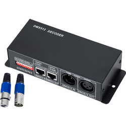 GLOBOSTAR(R) 73490 PRISM RGB Controller / Decoder 3CH DC 12-24V 24/12A 240W Max IP20 - DMX512/RDM - M16xΠ9xΥ6cm