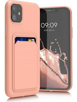 Forcell Θήκη Σιλικόνης Με Θήκη Για κάρτες iPhone 13 Pro Max - Κοραλί