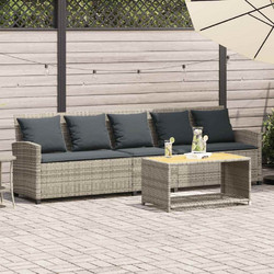 vidaXL Πενταθέσιος Καναπές Εξωτερικού Χώρου Rattan Εκρού Γκρι 280x68.5x87.5cm 4104117