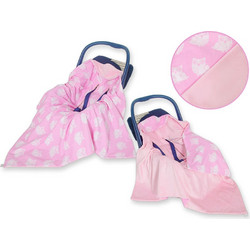 Double-sided car seat blanket- Owls pink