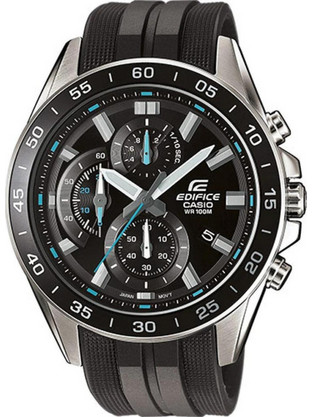 Casio Edifice Ανδρικό Ρολόι Χρονογράφος με Μαύρο Καουτσούκ Λουράκι EFV-550P-1AVUEF
