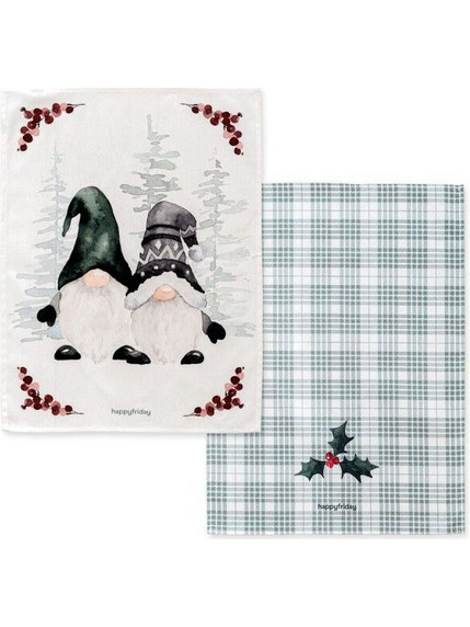 Σετ Πανιών HappyFriday Xmas Gnomes Πολύχρωμο 70 x 50 cm 2 Τεμάχια