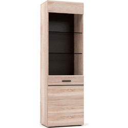 Βιτρίνα Μονόφυλλη Solo 60x41x197cm Sonoma με λεπτομέρειες Wenge