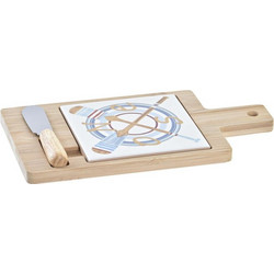 Επιφάνεια Τυριών DKD Home Decor Bamboo Αλουμίνιο Πήλινα 21,5 x 11,8 x 1,5 cm (3 Τεμάχια)