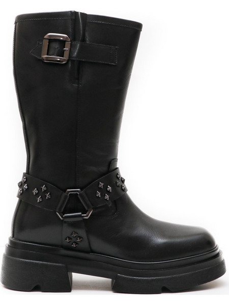 Emanuelle Vee Biker Boots Leather Black