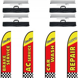 VEVOR Auto Repair Advertising Feather Flag with Pole Kit, Advertising Flags for Business Outside, Περιλαμβάνει 4 Banner Flags, 4 Poles, 4 Ground Stakes, Swooper Flags for Business 16,3 FT