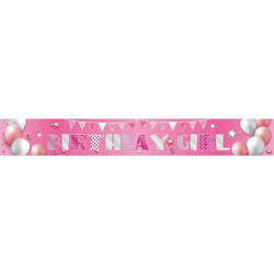 Γιρλάντα Μεταλλιζέ Πάρτι Ροζ Birthday Girl 250x11cm
