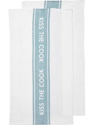 Ladelle Πετσέτες Λευκές 45X70cm. Kiss The Cook Από Ανακυκλωμένο Βαμβάκι Σετ 2 τεμαχίων