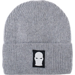Ghetto Mask Embroidery Logo Warm Winter Beanie | Unisex Grey