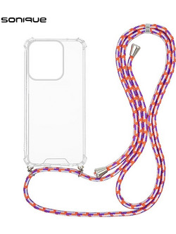 Sonique Armor Clear Θήκη Σιλικόνης με Κορδόνι (Honor Magic7 Pro 5G) Rainbow Κοραλλί