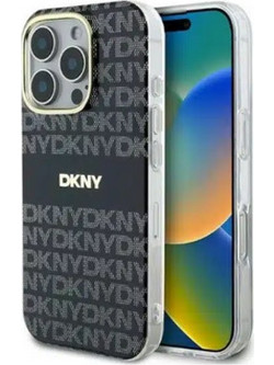 DKNY PC/TPU Repeat Pattern Tonal Stripe Magsafe Case for iPhone 16 Pro Black