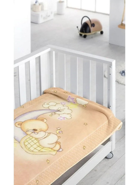 Pielsa Baby Sleepy Bear Κουβέρτα Κούνιας Βελουτέ 110x140 Μπεζ