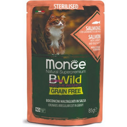 Monge Bwild Sterilised Grain Free with Salmon, Shrimps & Vegetables in Gravy 85gr