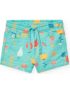 BOBOLI Fleece shorts printed for baby -BCI - 221140 - ΚΟΡΙΤΣΙ - aqua yellow