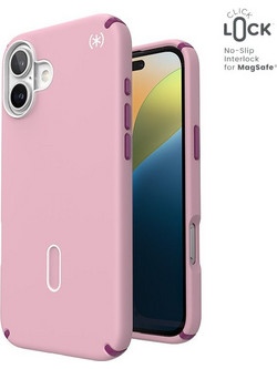 Speck Presidio2 Pro ClickLock & MagSafe - Case for iPhone 16 Plus (Wednesday Pink / Boysenberry Purple / White) - (150712-3250)