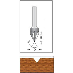 Μαχαίρι Ρούτερ Λούκι Μορφής V 1/4'' No106 MET - 45x22,50 90 ΜΟΙΡΕΣ
