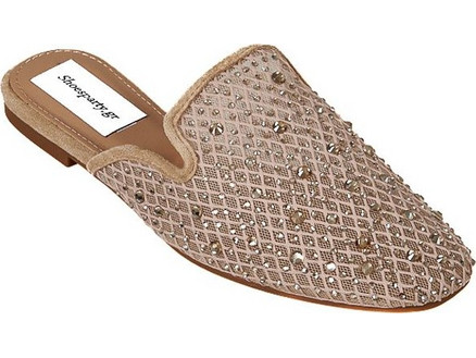 Elenross GS09725W-GOL Flat mule τρυπητή γόβα με strass - Χρυσό
