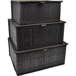 Κουτιά Αποθήκευσης 836802 (Σετ 3Τμχ) 24x18x11/29x23x14/32x25x15cm Black Ankor Bamboo