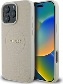 Guess Iphone 16 Pro Max6.9'' bezowy/Beige Hardcase Grained Ring Magsafe - (GUHMP16XPGHSMME)