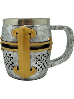Medieval Knight Silver and Gold Helmet jug