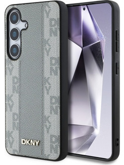 DKNY Leather Checkered Pattern MagSafe case for Samsung Galaxy S25 taupe